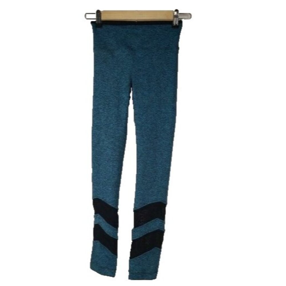 Koral Womens Crop Leggings XS Cerulean Blue Mid Rise Mesh Detail Active New